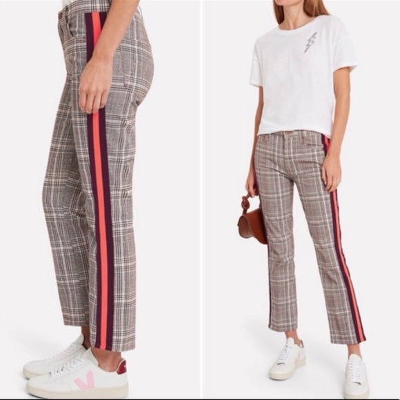 NWT Mother The Insider Plaid Print Ankle Pants - Picture 4 of 8